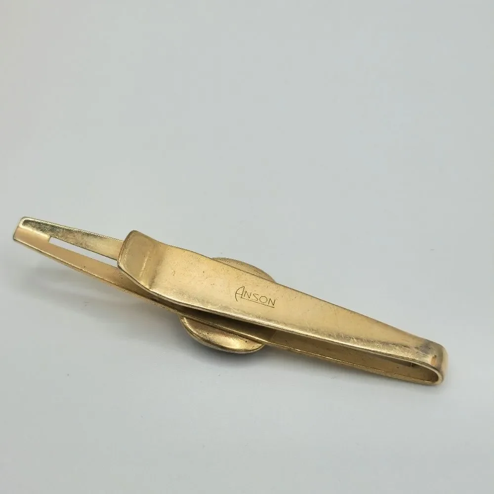 Men's Vintage Gold Ruby red bar tie clip